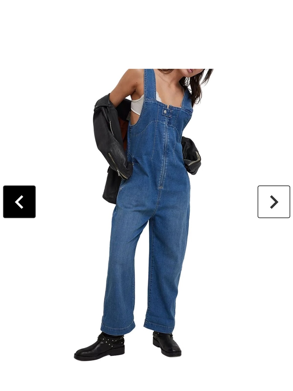 We The Free Pale Blue Denim Overalls with Adjustable Straps